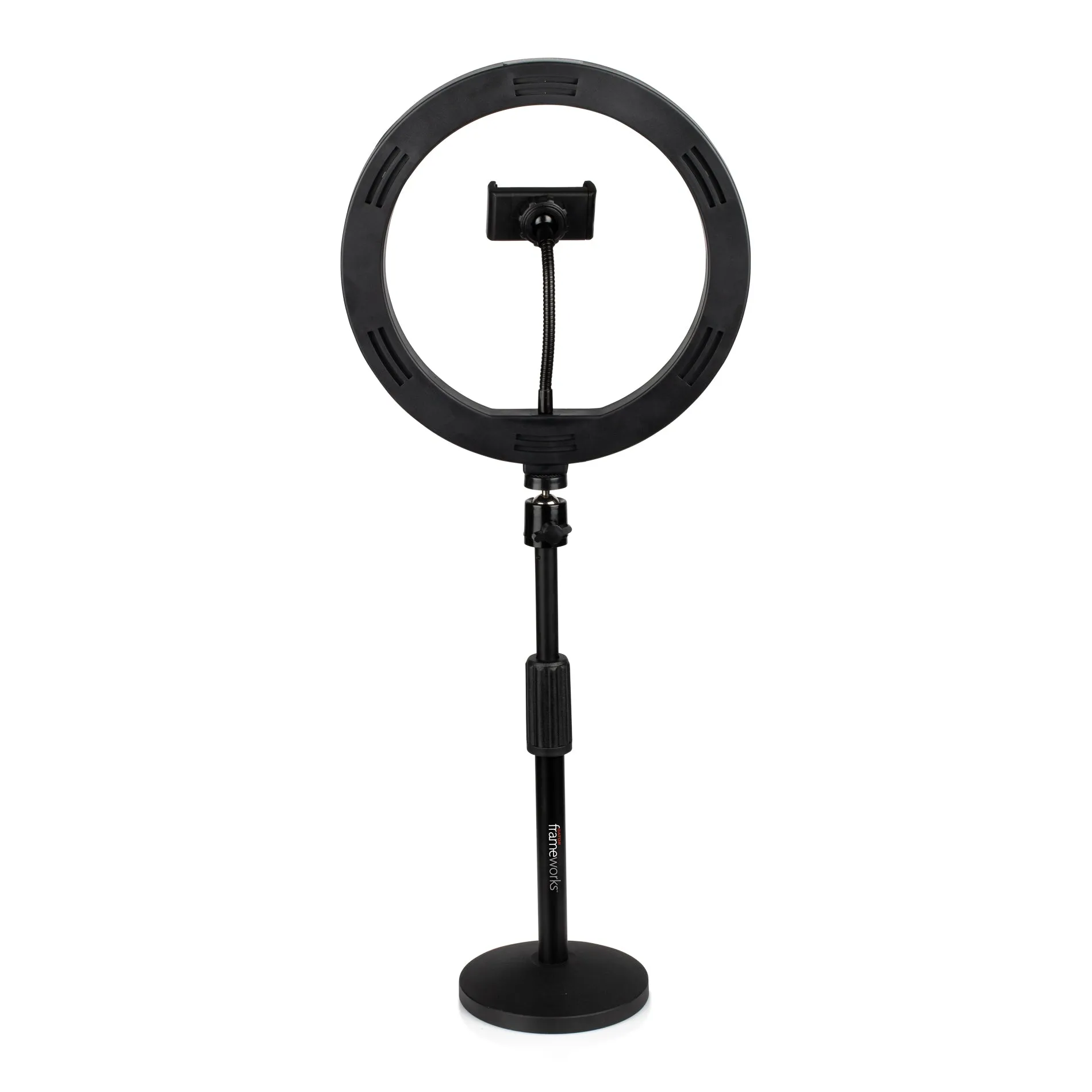 Gator Frameworks GFW-RINGLIGHTDSKTP Desktop Roundbased Stand w/ Ring Light & Phone Holder