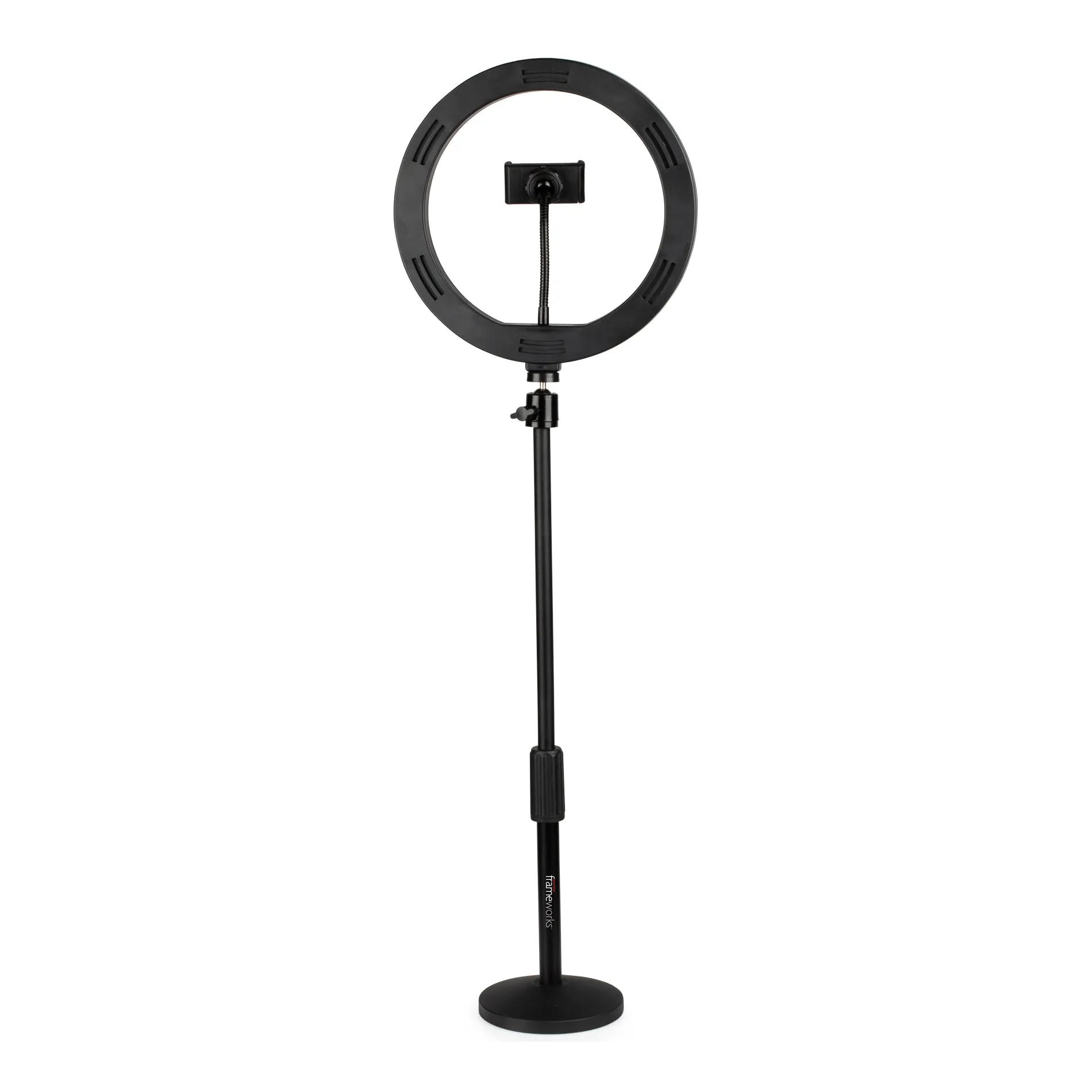 Gator Frameworks GFW-RINGLIGHTDSKTP Desktop Roundbased Stand w/ Ring Light & Phone Holder