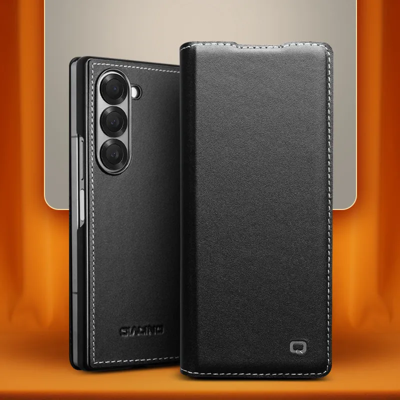 Genuine Leather Wallet Case With Card Slot For Samsung Galaxy Z Fold 6