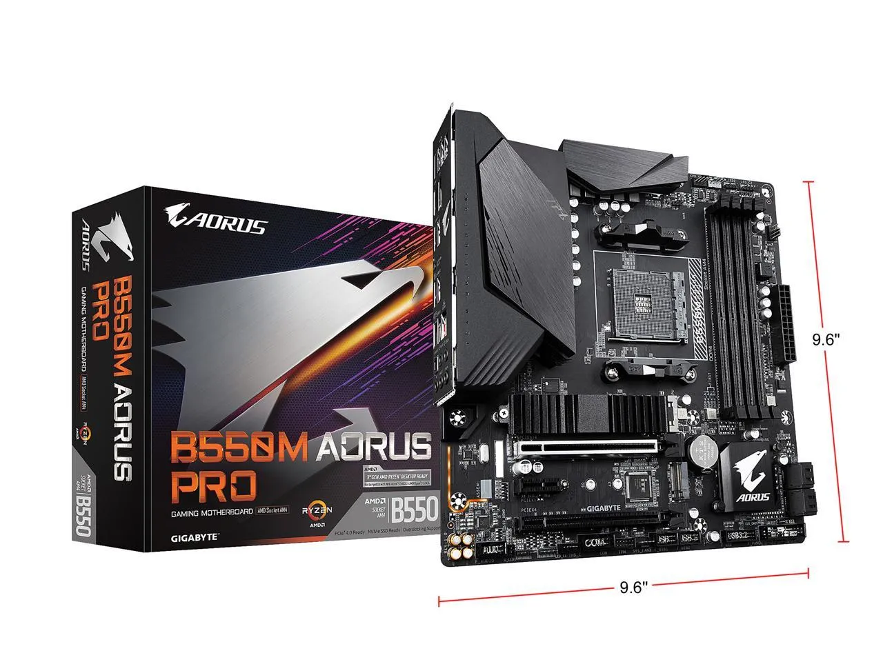 GIGABYTE B550M AORUS PRO (AM4 AMD/B550/Micro ATX/Dual M.2/SATA 6Gb/s/USB 3.2 Gen 2/PCIe 4.0/HDMI/DVI/DDR4/Motherboard)