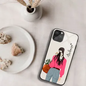 Glossy Protective Case With Pink Scarf Girl Name