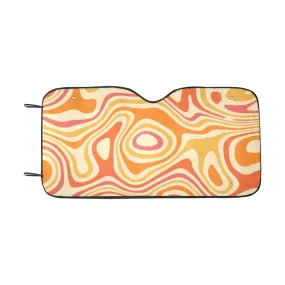 Groovy Windshield Sun Shade, Psychedellic 70s Orange Art Car Accessories Auto Protector Window Visor Screen Cover Decor 55" x 29.53"