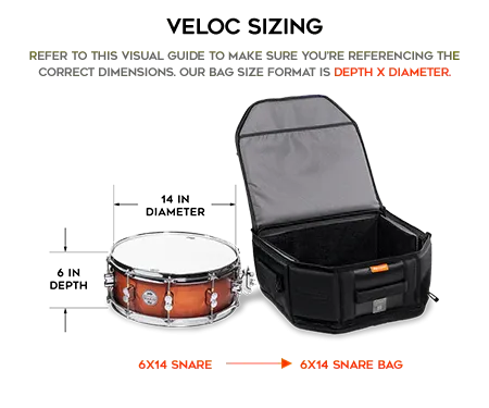 Gruv Gear VSNR-GX14-BLK VELOC Drum Transport Snare Bag 6 x 14"