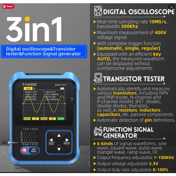 GT-HHMT1 3-in-1 Handheld Multitester Oscilloscope