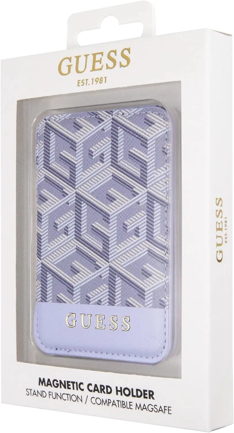 Guess Gcube Stripe Wallet Card Slot Stand Case with MagSafe Blue - GUWMSHGCFSEB