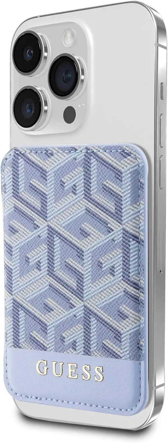 Guess Gcube Stripe Wallet Card Slot Stand Case with MagSafe Blue - GUWMSHGCFSEB