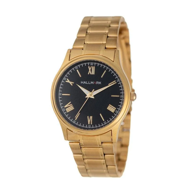 Hallmark Gents Gold Black Dial