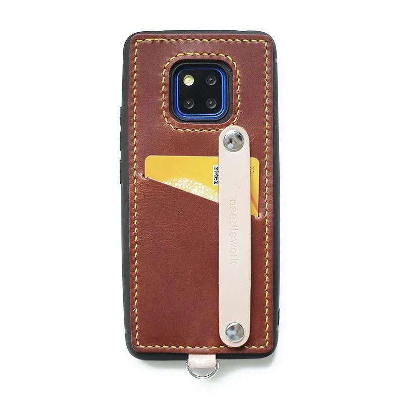 Handmade Coffee Leather Huawei Mate 20 Pro Case with Card Holder CONTRAST COLOR Huawei Mate 20 Pro Leather Case