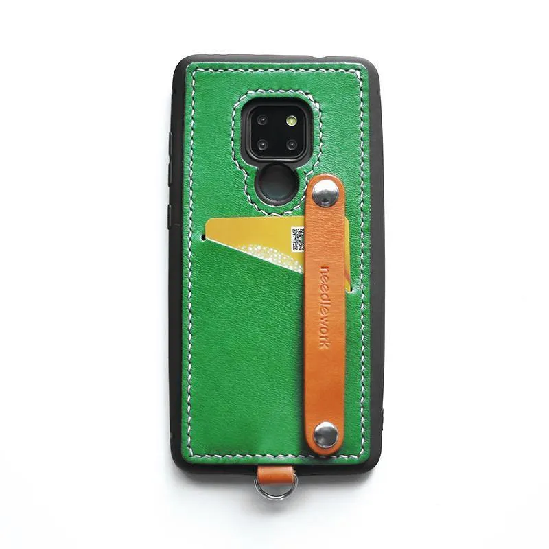 Handmade Green Leather Huawei Mate 20 Case with Card Holder CONTRAST COLOR Huawei Mate 20 Leather Case