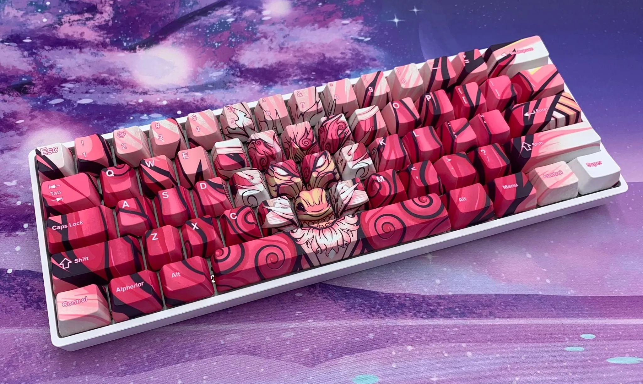 Hayabusa 60% Keyboard - Pink Oni Dragon