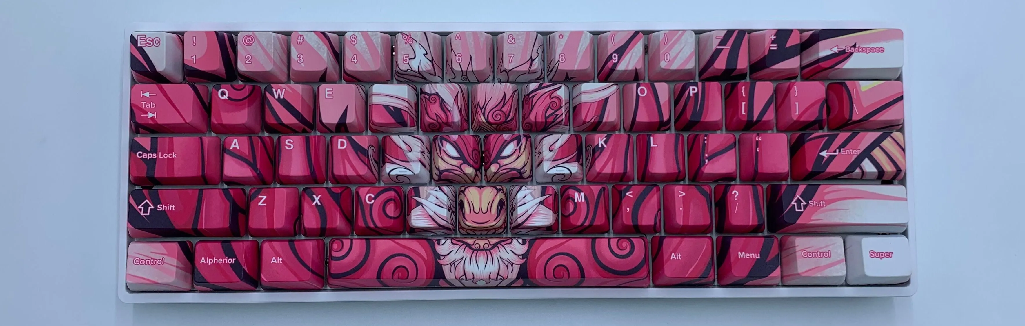 Hayabusa 60% Keyboard - Pink Oni Dragon