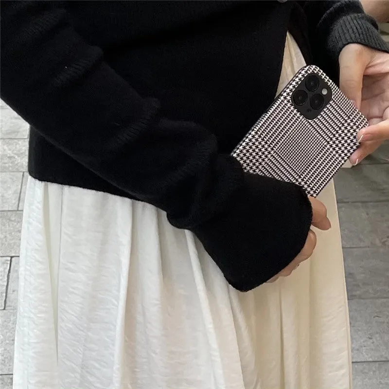 Houndstooth Leather Phone Soft Case