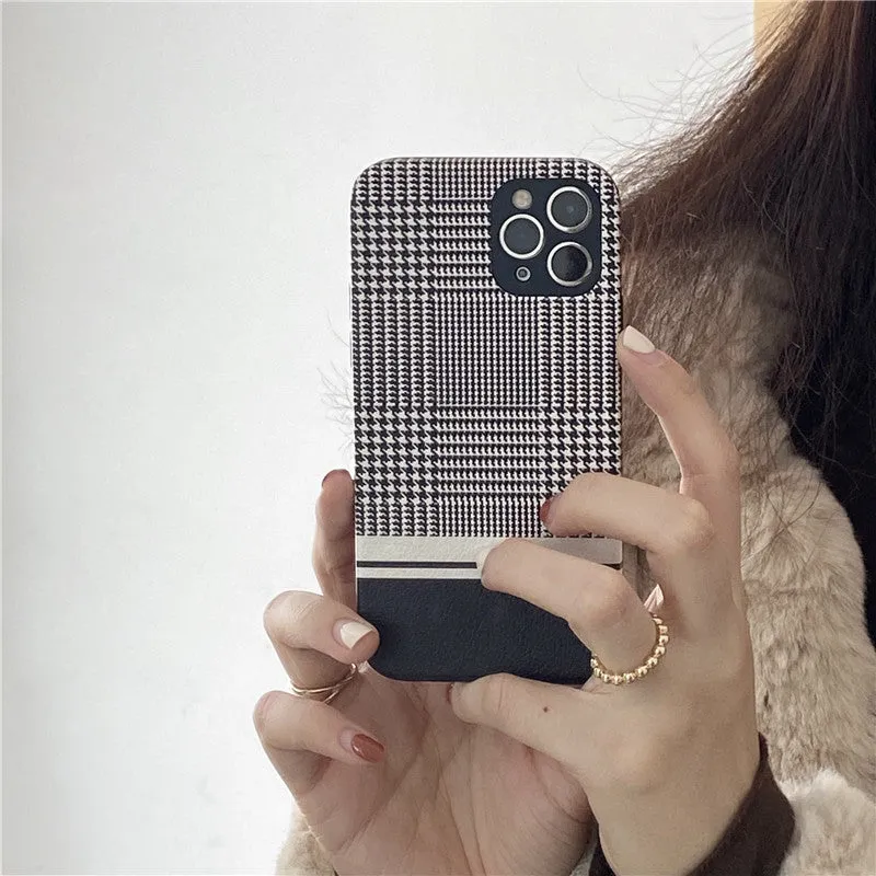 Houndstooth Leather Phone Soft Case