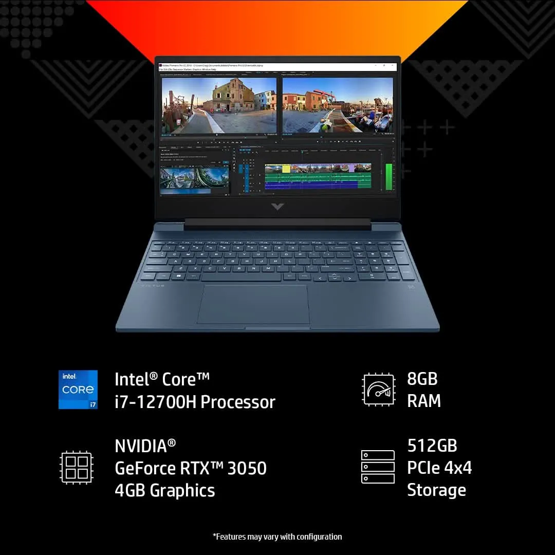 HP VICTUS 15-FA0351TX [CI7-12650H 12TH GEN/8GB/512GB SSD/WIN11 HOME MSO/15.6 INCH/4GB-RTX3050 GRAPHICS /1 YEAR(S)/BLUE] LAPTOP