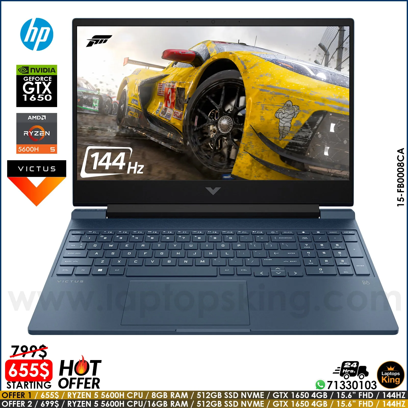 HP Victus 15-FB0008CA Ryzen 5 5600h Gtx 1650 144Hz Gaming Laptop Offers (New OB)