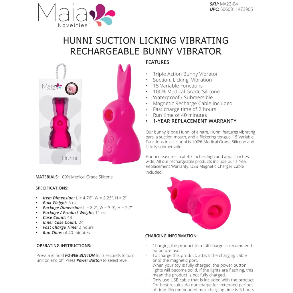 Hunni Bunny Shaped Suction Vibrator