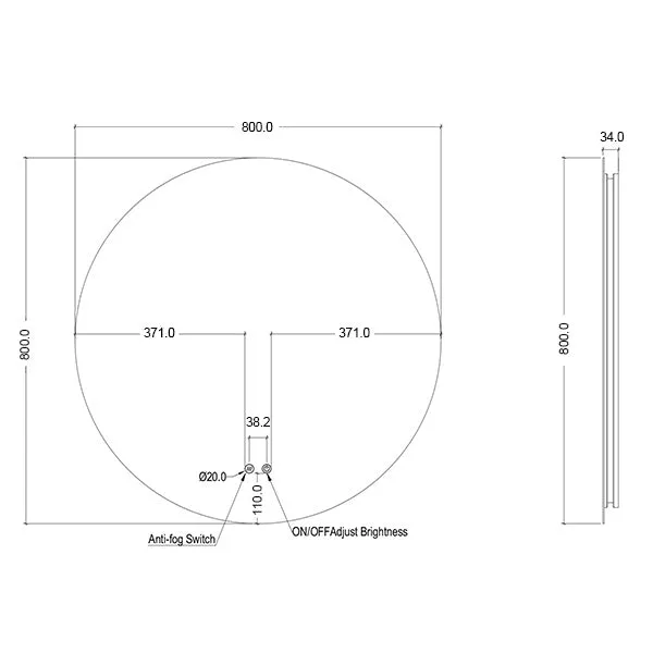 Ingrain Round Frameless Backlit LED Mirror