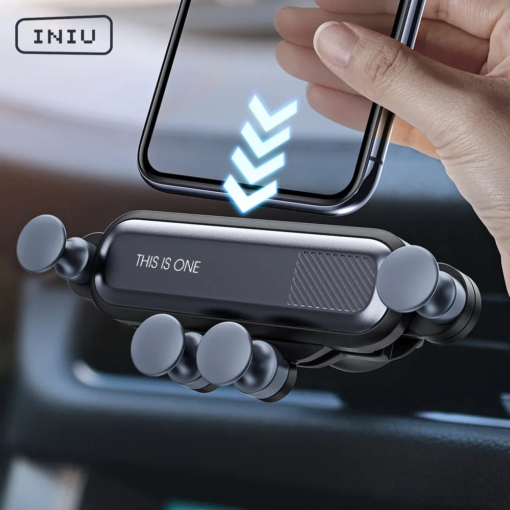 INIU Gravity Car Holder For Phone in Car Air Vent Clip Mount No Magnetic Mobile Phone Holder GPS Stand For iPhone XS MAX Xiaomi