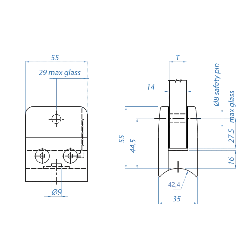 Inox® Glass Clamp