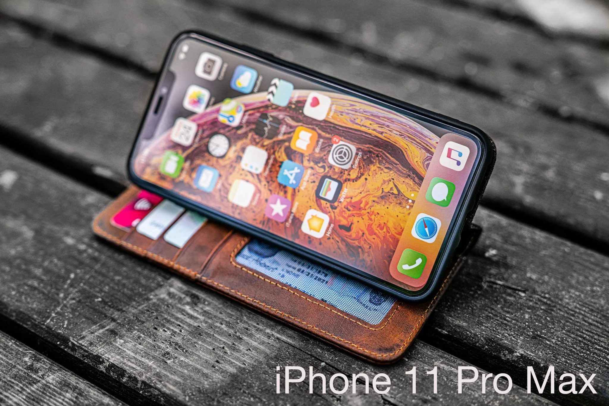 iPhone 11 Pro Max Leather Wallet Case - No.01