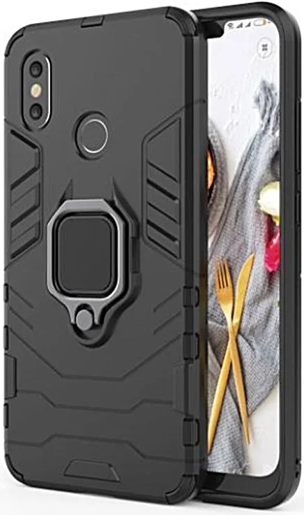 iPhone SE 2 2020 Defender Armor Rugged Case with Ring Holder - Black