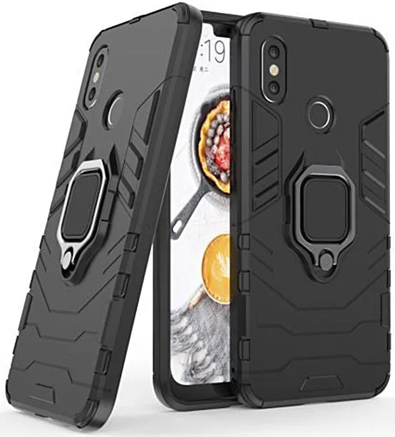 iPhone SE 2 2020 Defender Armor Rugged Case with Ring Holder - Black