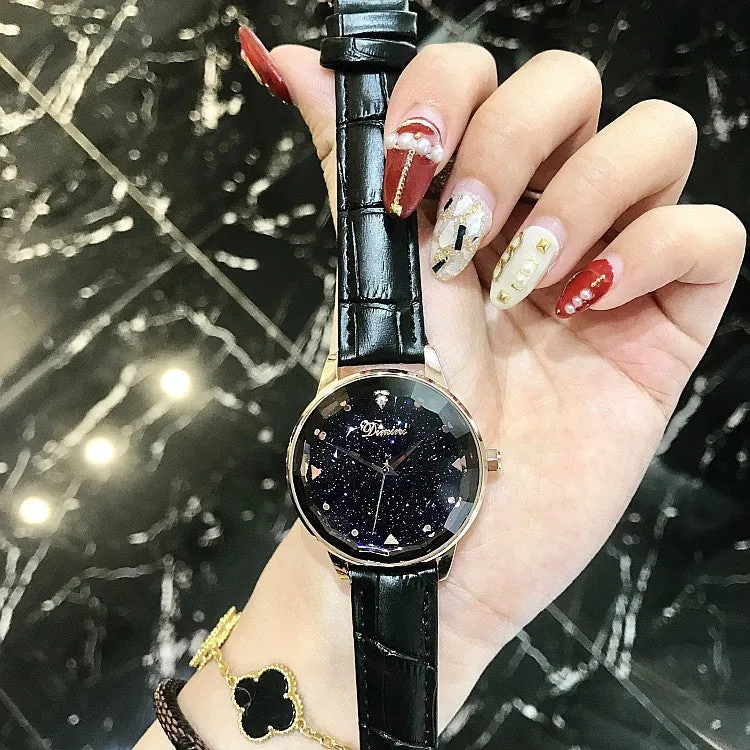 Irregular Mirror Black Dial Women's Watch