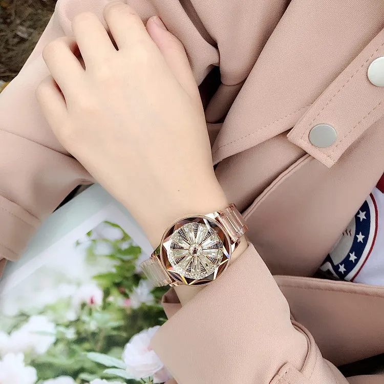 Irregular Mirror Rotatable Dial Women's Watch