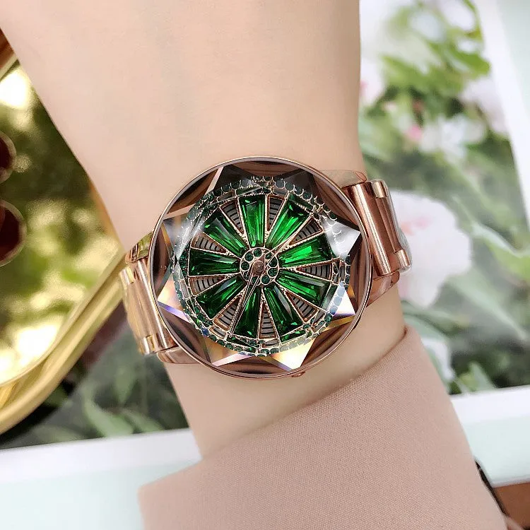 Irregular Mirror Rotatable Dial Women's Watch