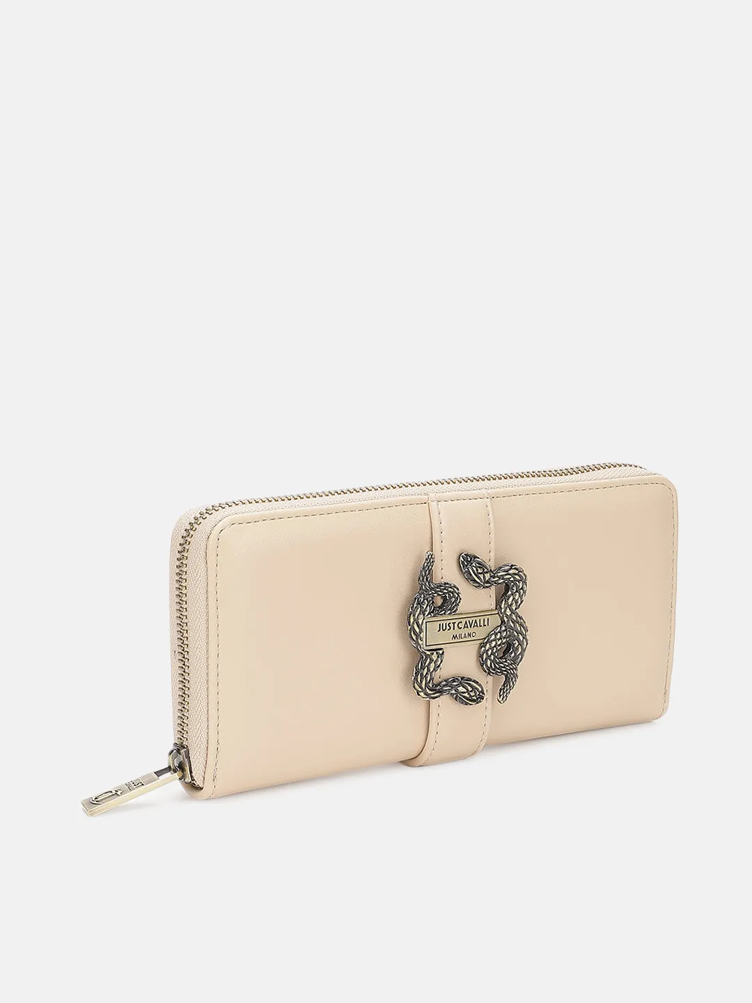 Just Cavalli Women Beige Solid Zip Around Wallet