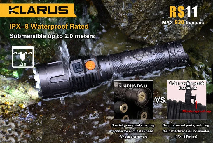 Klarus RS11 Dual Switch Rechargeable 930 Lumen LED Flashlight