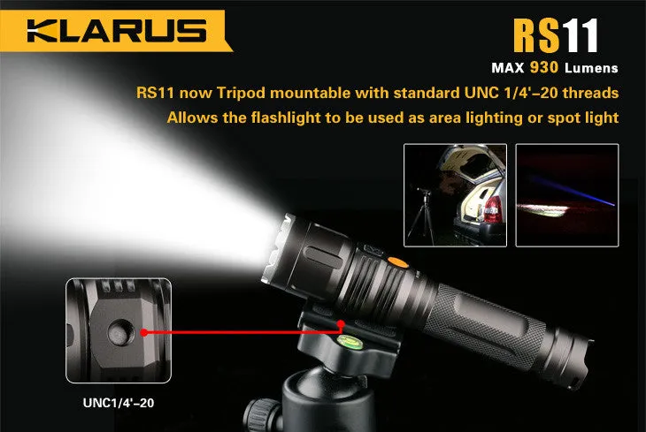 Klarus RS11 Dual Switch Rechargeable 930 Lumen LED Flashlight