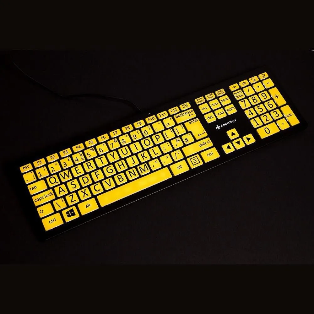 Large Print Backlit Keyboard for Low Vision and Macular Degeneration