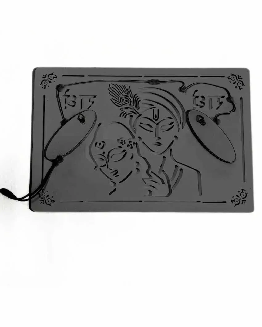 Laser Cut Radhe Krishna Brown Mdf Wall Decorative Led Backlit Frame