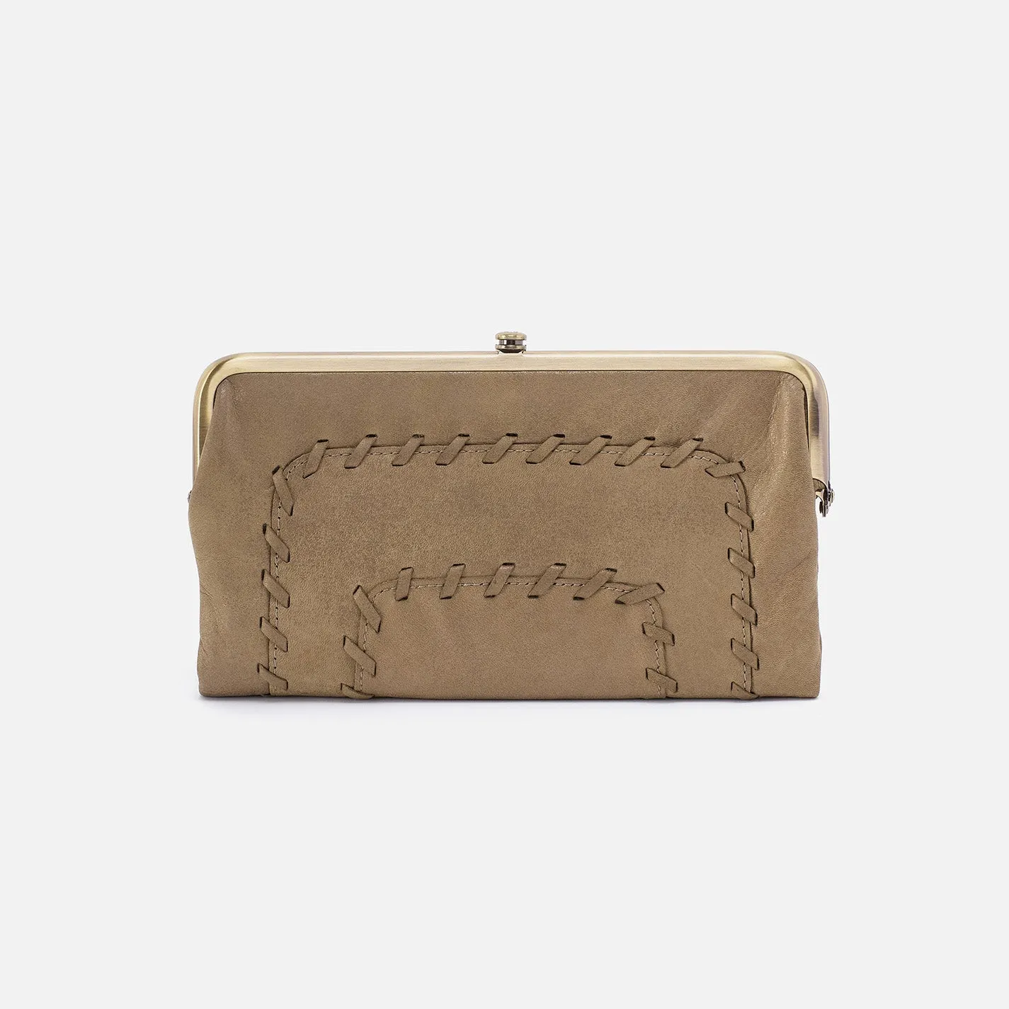 Lauren Clutch-Wallet In Metallic Leather - Burnished Sage