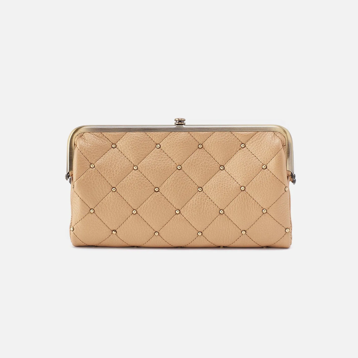 Lauren Clutch-Wallet In Pebbled Metallic Leather - Dusty Gold