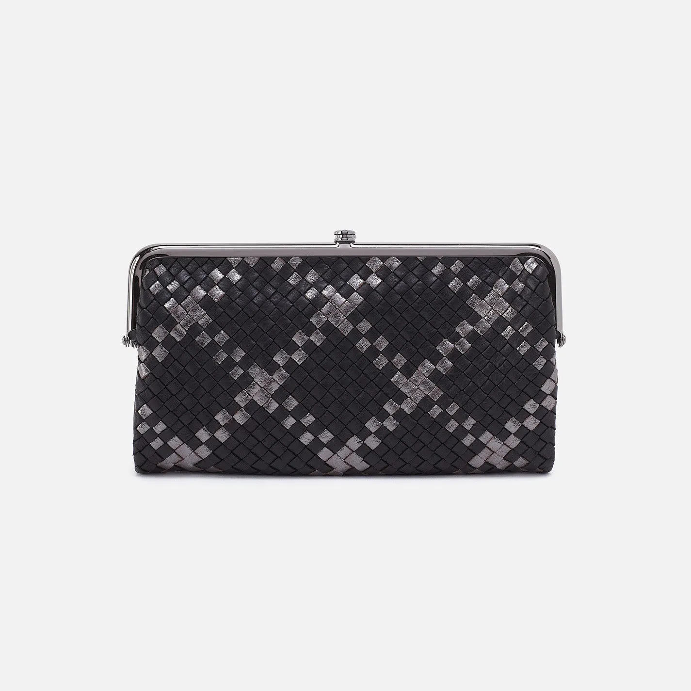 Lauren Clutch-Wallet In Woven Leather - Black Metallic Woven