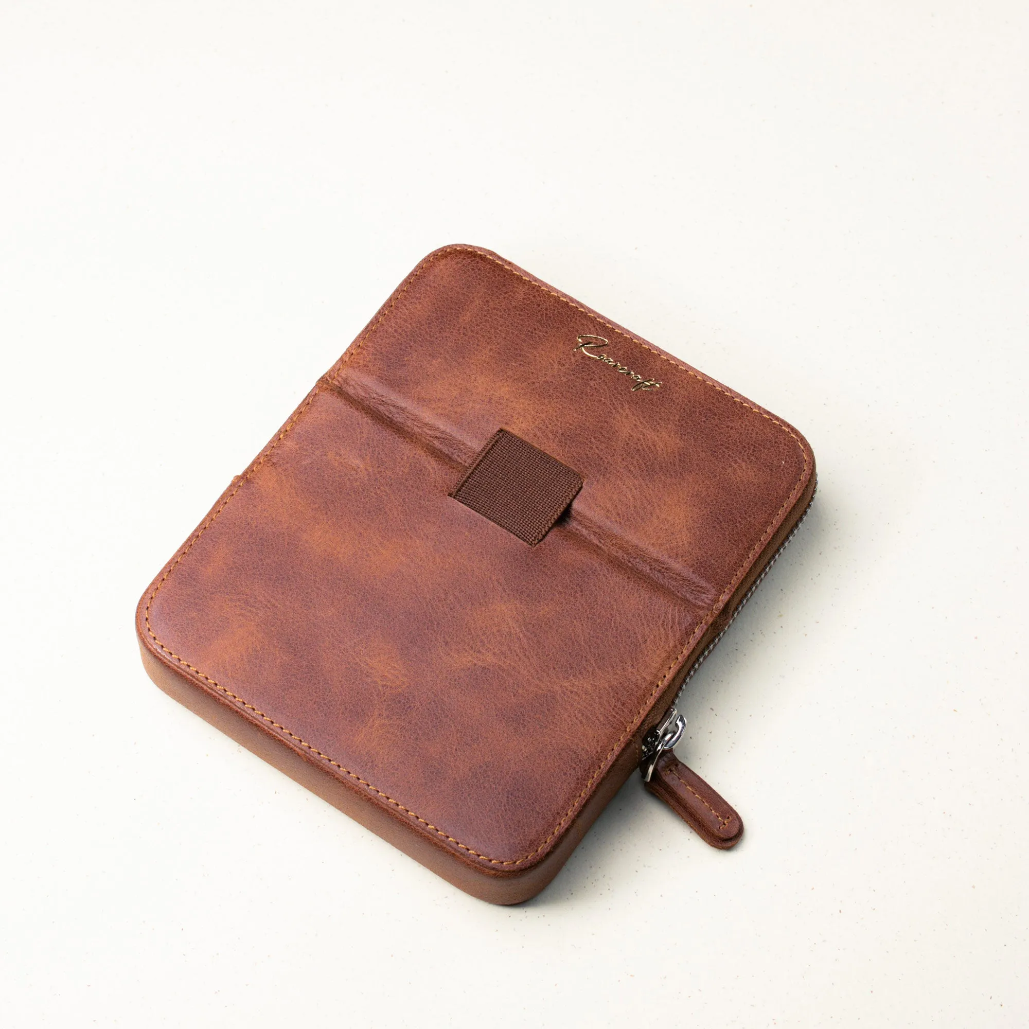 Leather 6-Slot Zippered Pen Case 