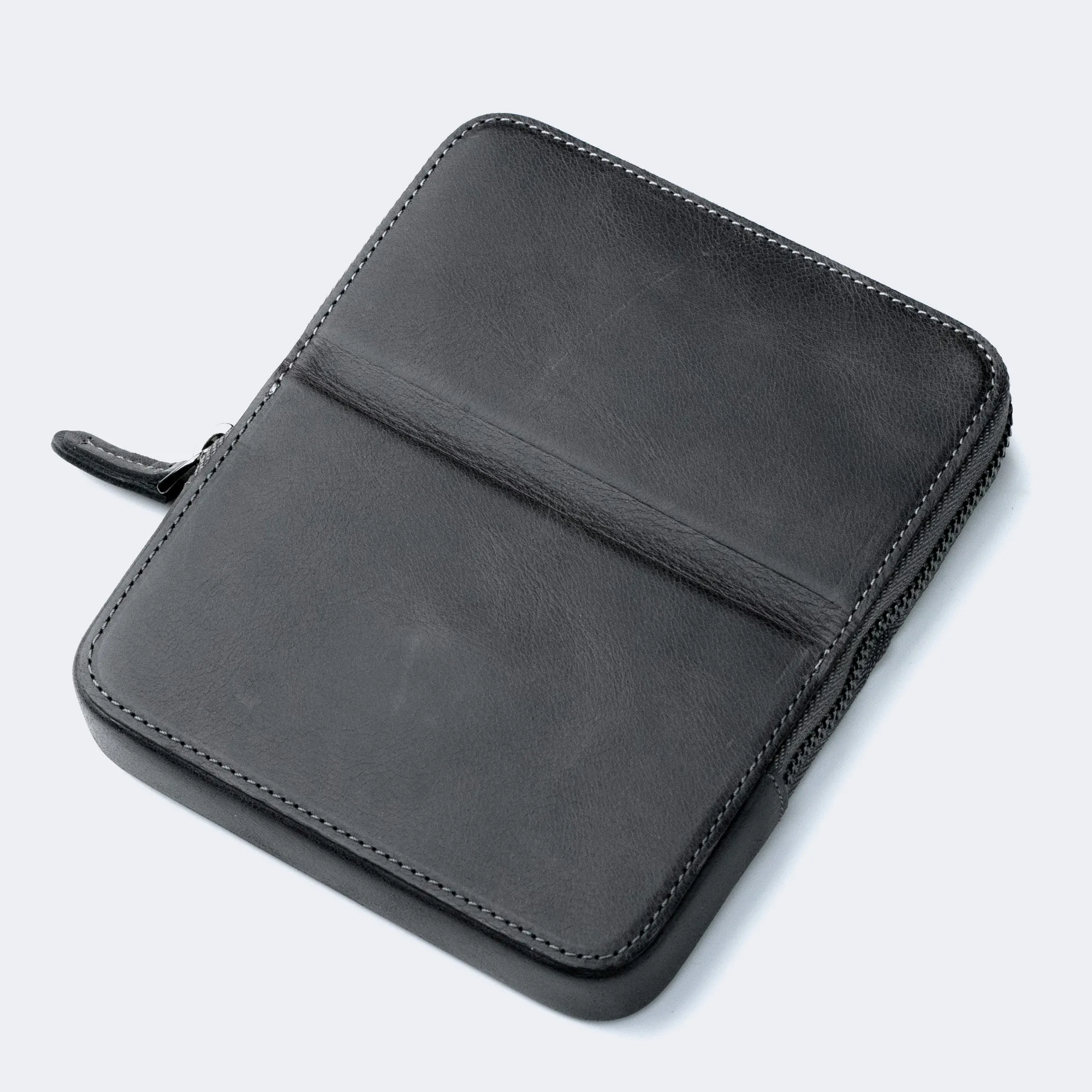 Leather 6-Slot Zippered Pen Case 