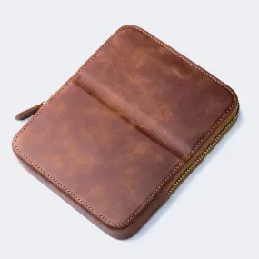 Leather 6-Slot Zippered Pen Case 