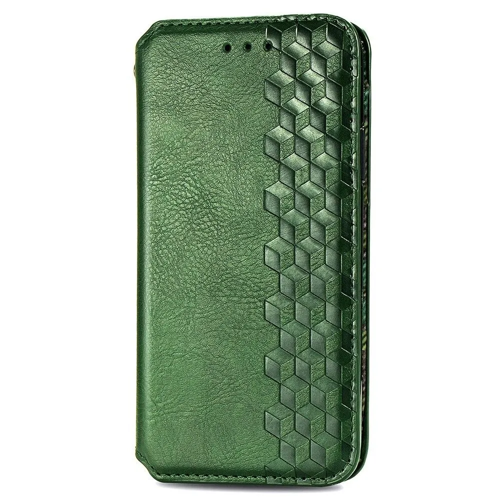 Leather case with a stylish rhombus imprint for Samsung Galaxy M23 - Green