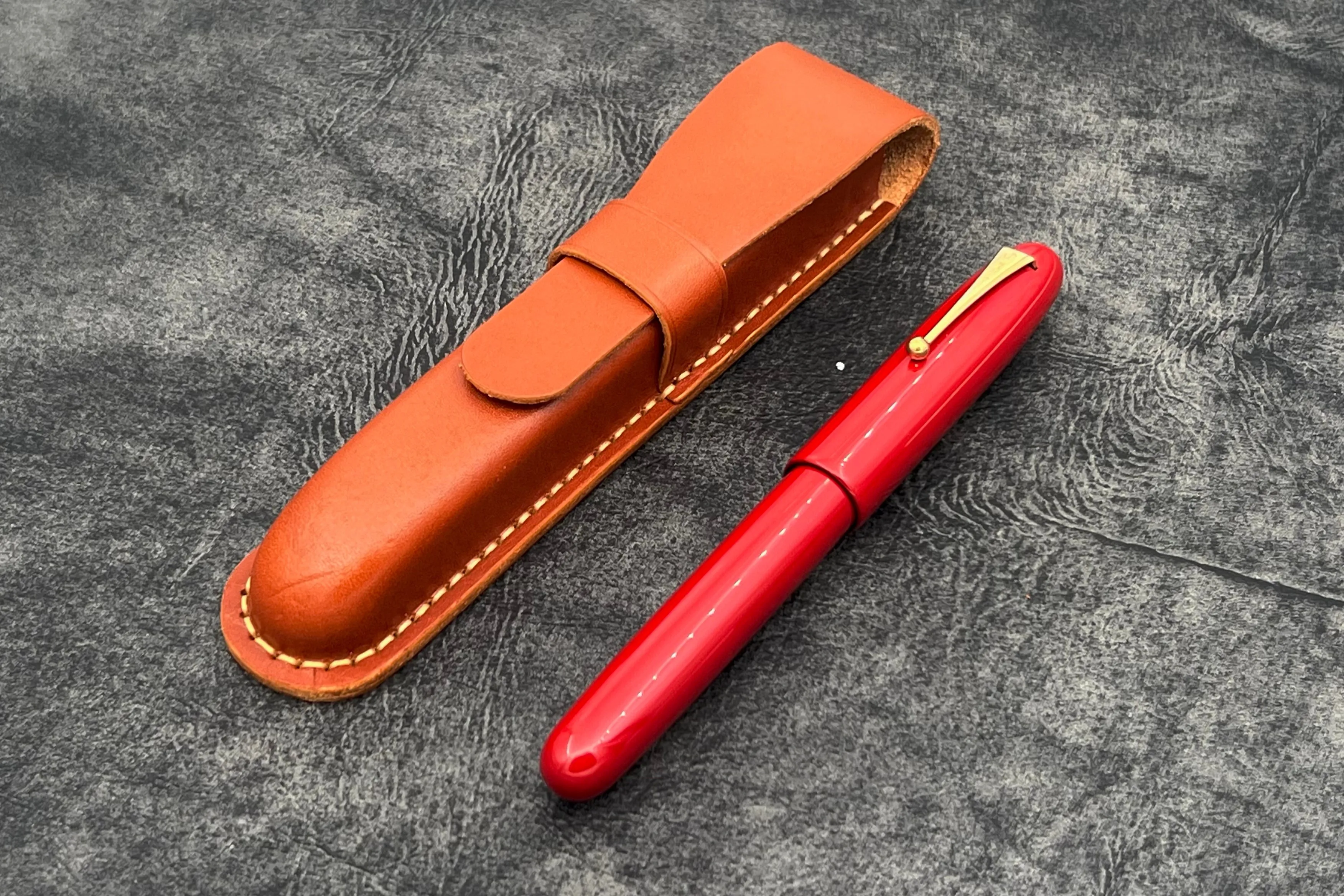 Leather Flap Pen Case  - For Oversized Pens & Namiki  Emperor