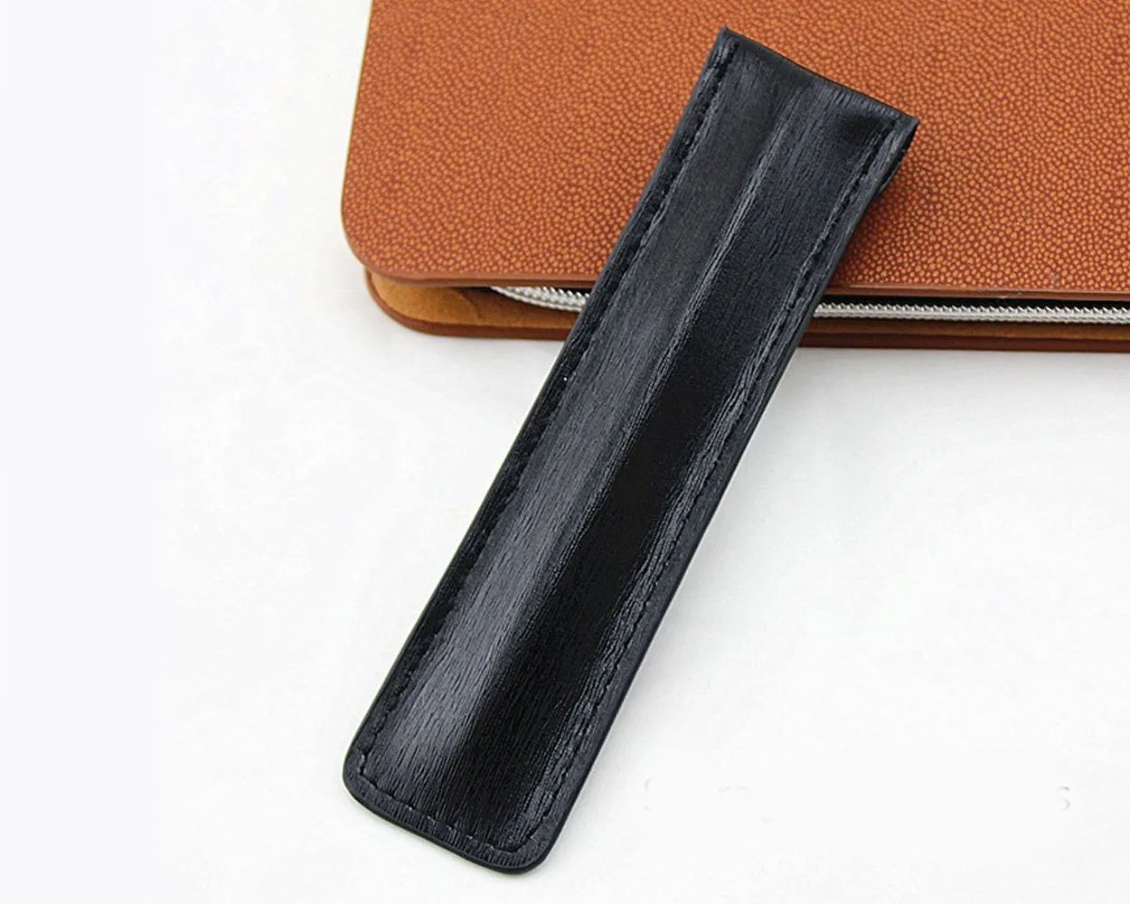 Leather Pen Pouch with Clasp 2 Pieces Single Pen Case