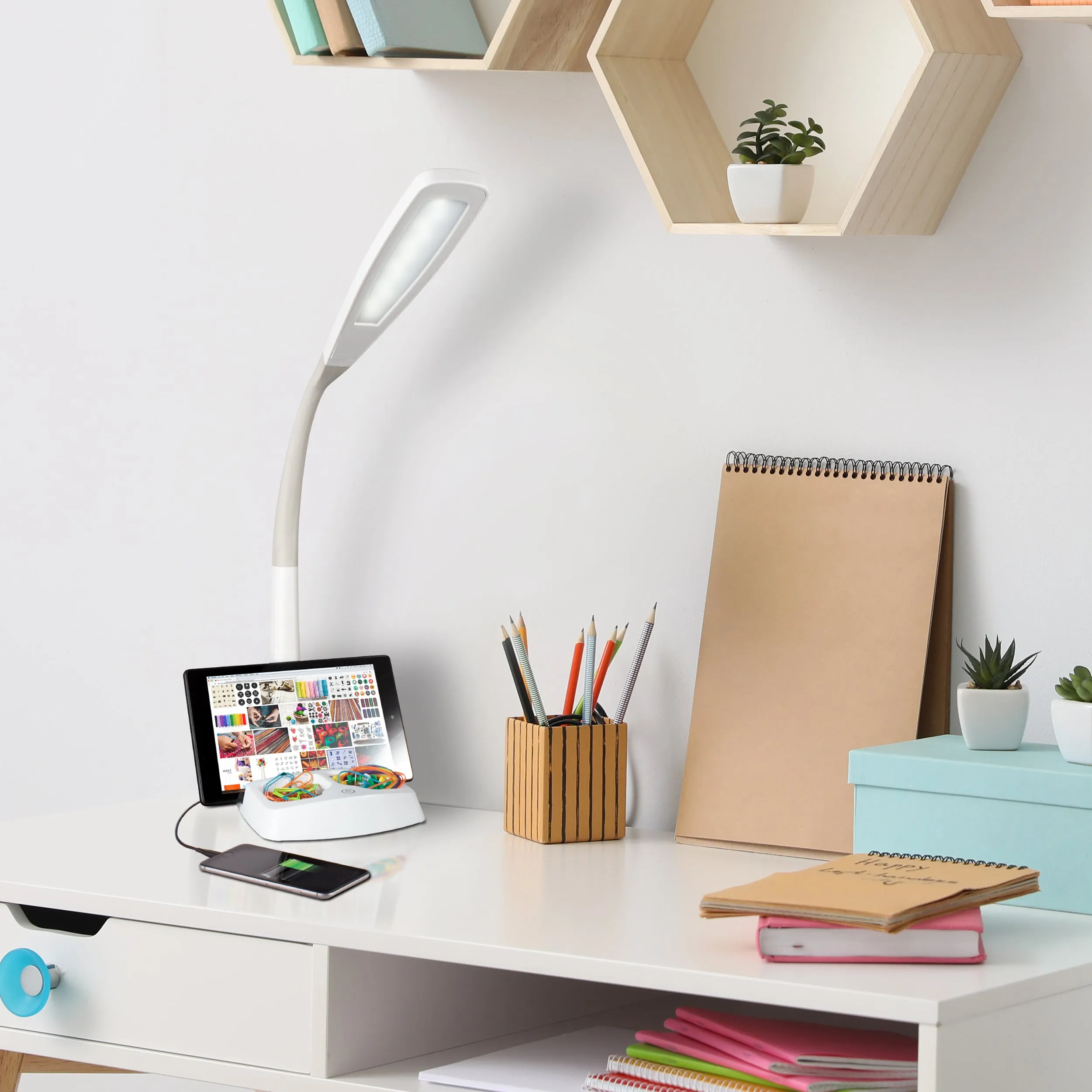 LED Desk Lamp with Charging Station