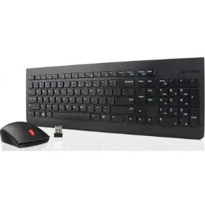 Lenovo Essential Wireless Keyboard and Mouse Combo - US English 103P - USB Wireless RF - English (US) - Black - USB Wireless RF - Optical - 1200 dpi - Scroll Wheel - Black - Symmetrical - Compatible with Windows