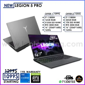 Lenovo Legion 5 Pro 82JF / 16ITH6 Core i7-11800H RTX 3050 165Hz 16" 2560*1600 Gaming Laptops (New)