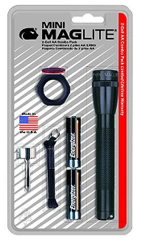 Maglite Mini Incandescent 2-Cell AA Flashlight Combo, Black