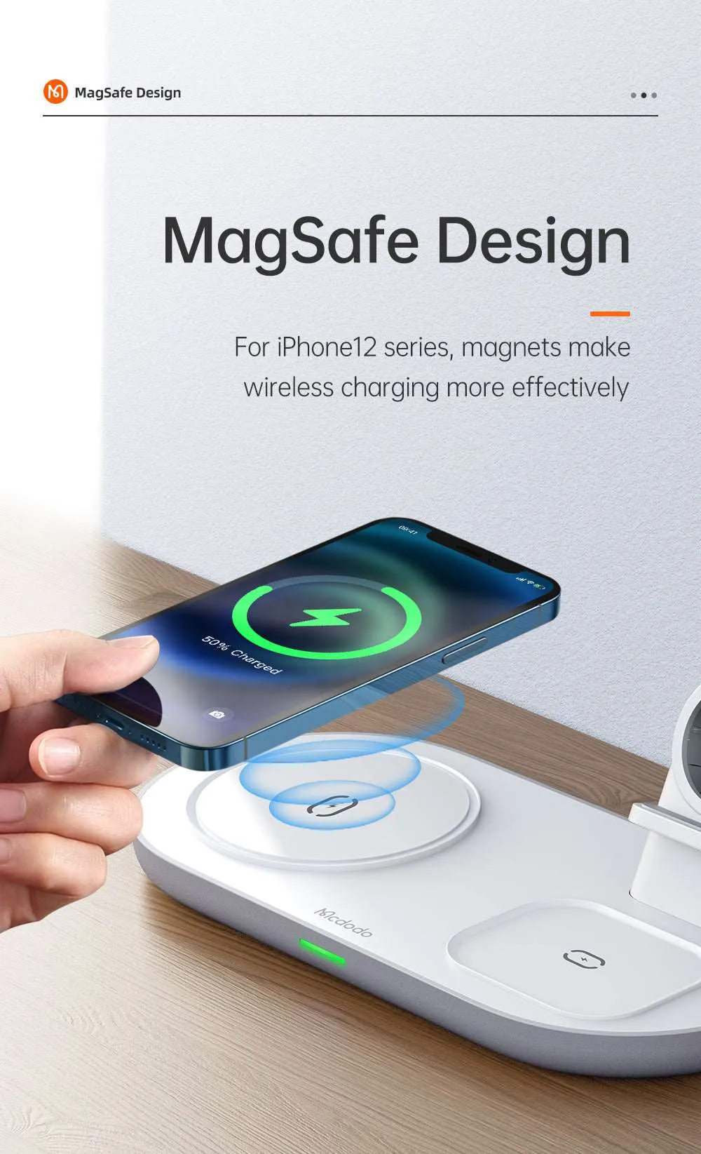 Mcdodo CH-706 | 15W Magnetic Wireless Charger | 3-in-1 Desktop Charger