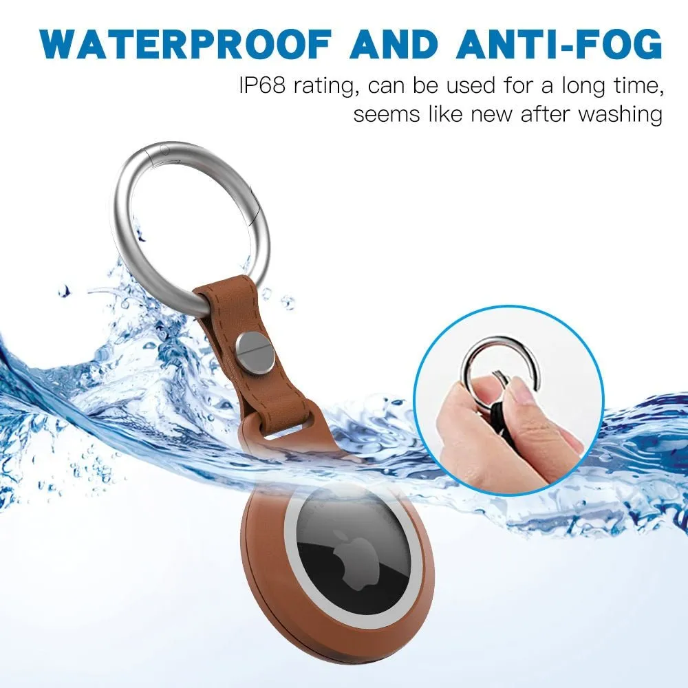 Mea Waterproof Airtag Leather Keychain Case