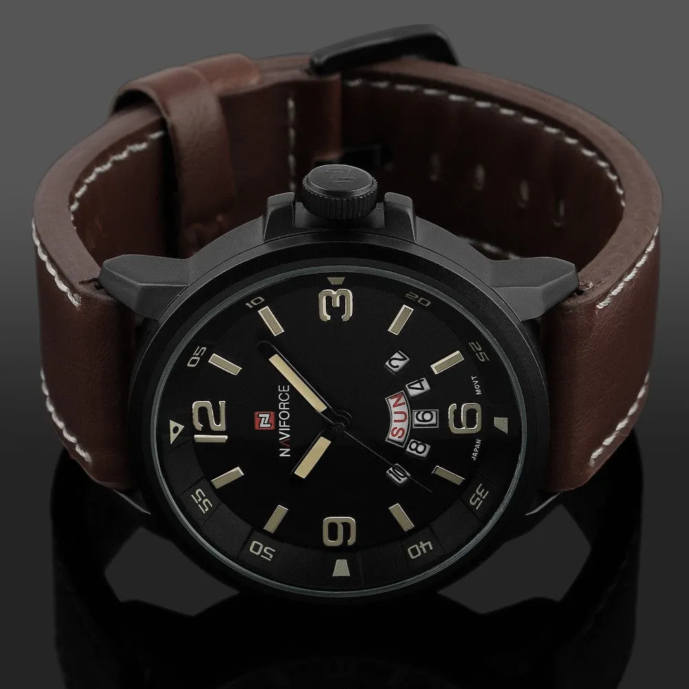 Men Sports Watches Men's Quartz Hour Date Clock Man Leather Strap Military Army Waterproof Wrist watch